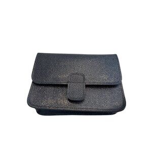 Mundi Pebbled Leather Purse Handbag Pouch Black Neutral